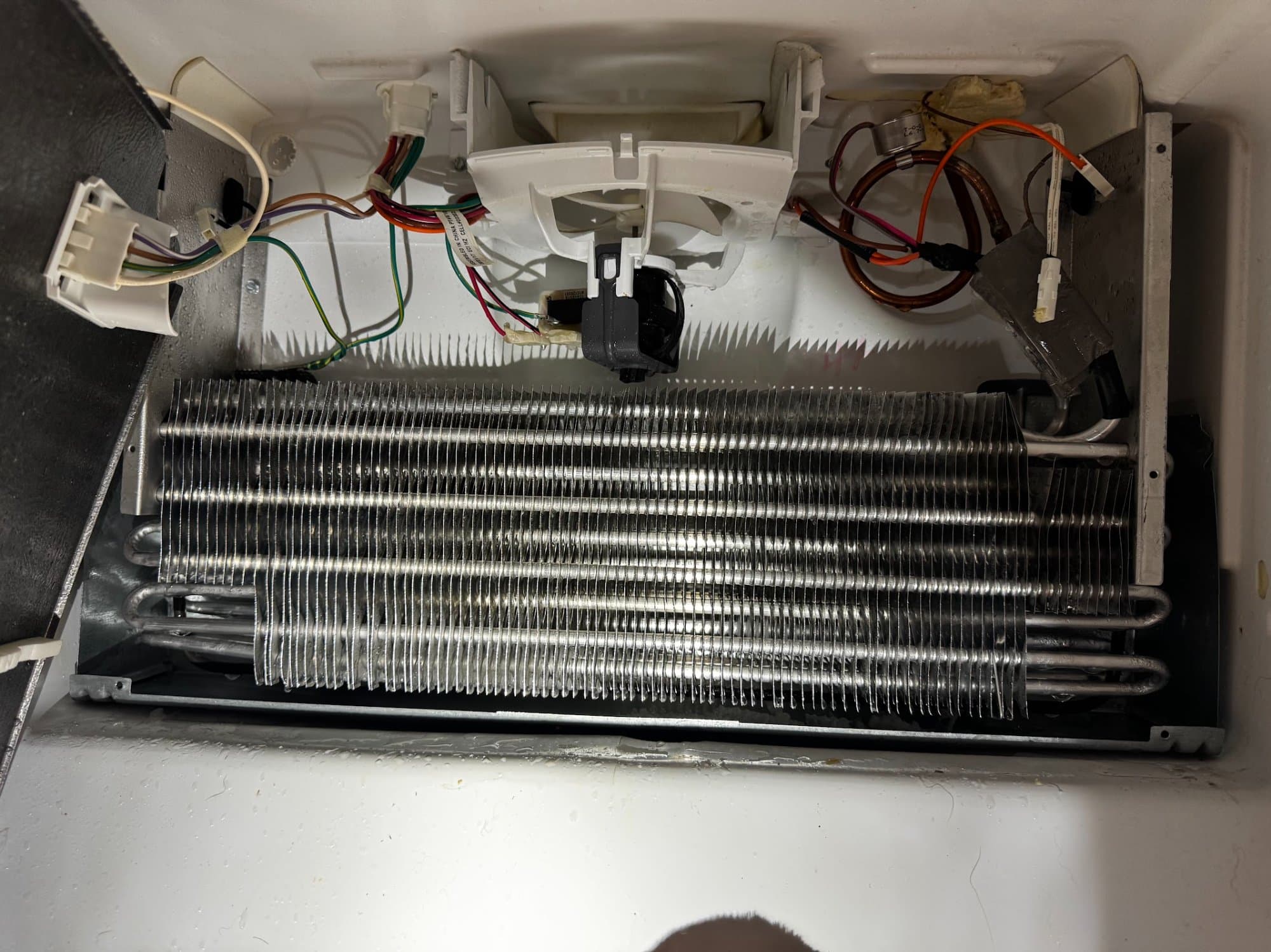 Clean evaporator coils after defrost system repair
